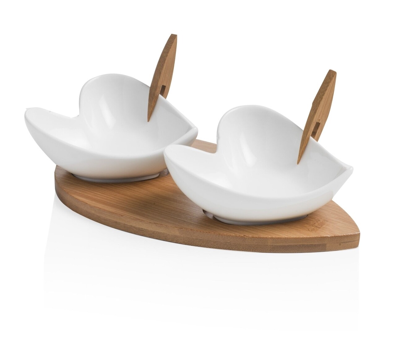 Set pentru aperitive 5 piese, Heart, Brandani, 21x12x5 cm, portelan/bambus - imagine 5